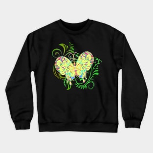 Decorative Yellow Butterfly Silhouette Art Crewneck Sweatshirt